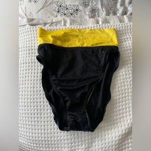 Vintage High Waisted Black and Yellow Swim Bottoms